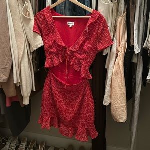 Superdown Red Polka Dot Dress